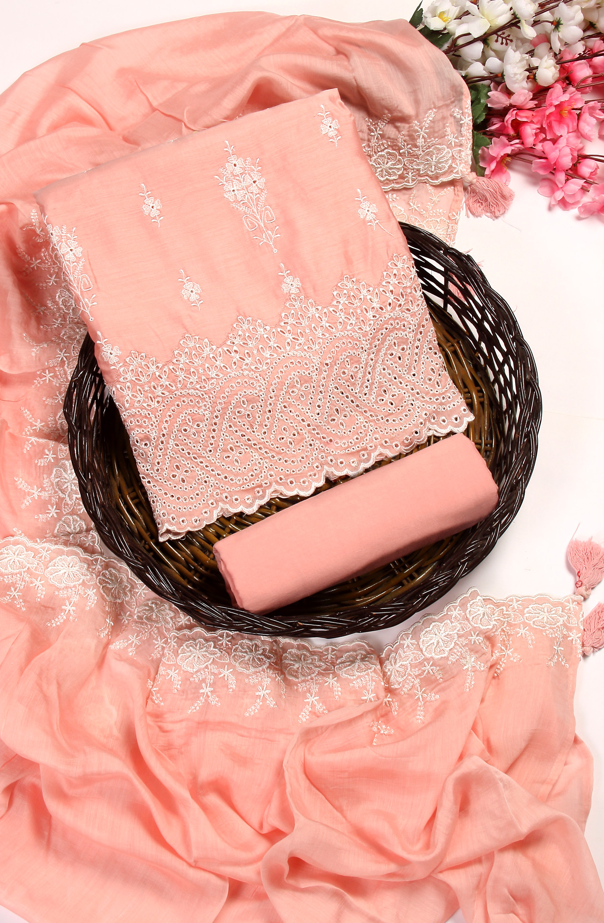 Pink Muslin Embroidered Exclusive Salwar Kameez - DIYNS12530B