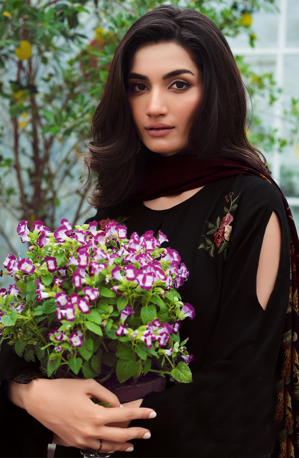 Black Viscose Muslin Suit with Dupatta - DREDM03