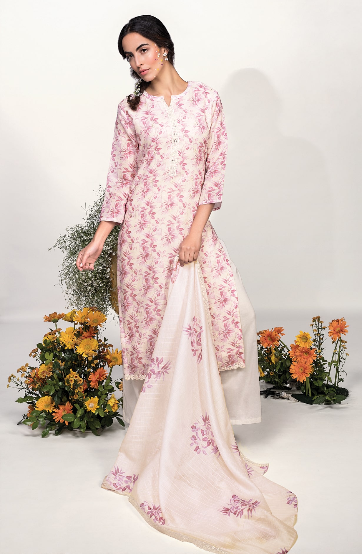 Fawn Cotton Linen Exclusive Unstitched Suit with Dupatta