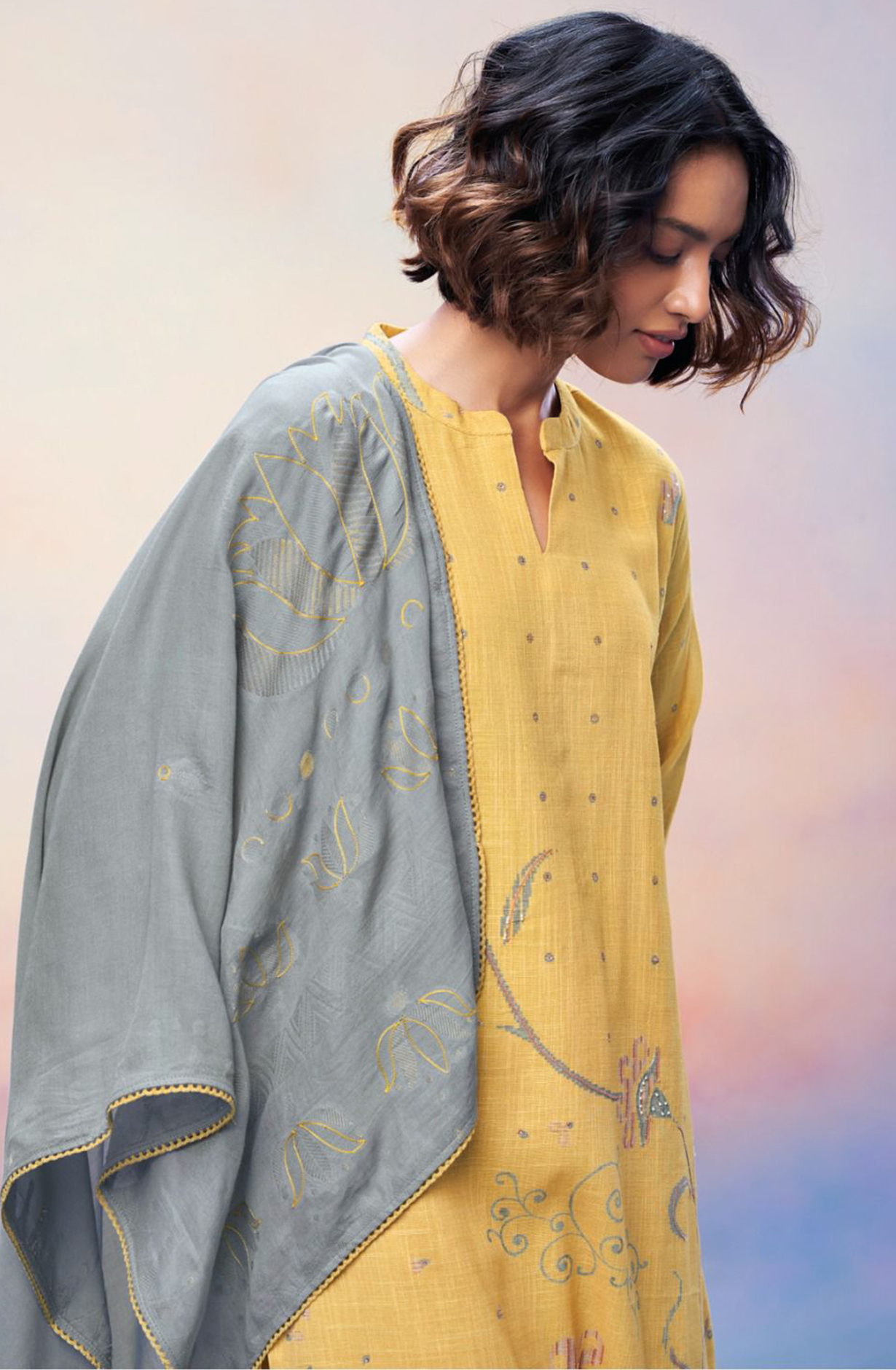 Printed Cotton Linen Suit Set with Dupatta - LIYS2660B