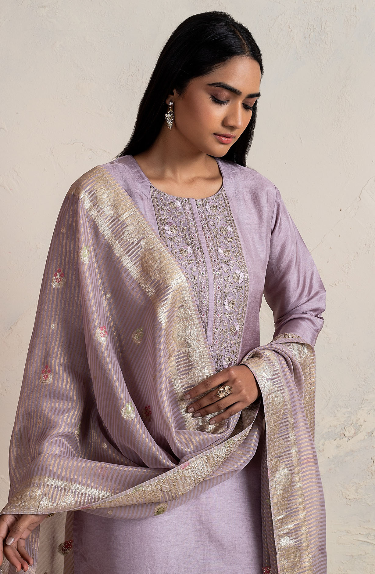 Purple Designer Silk Embroidered Salwar Kameez with Dupatta - R157-SPR1749