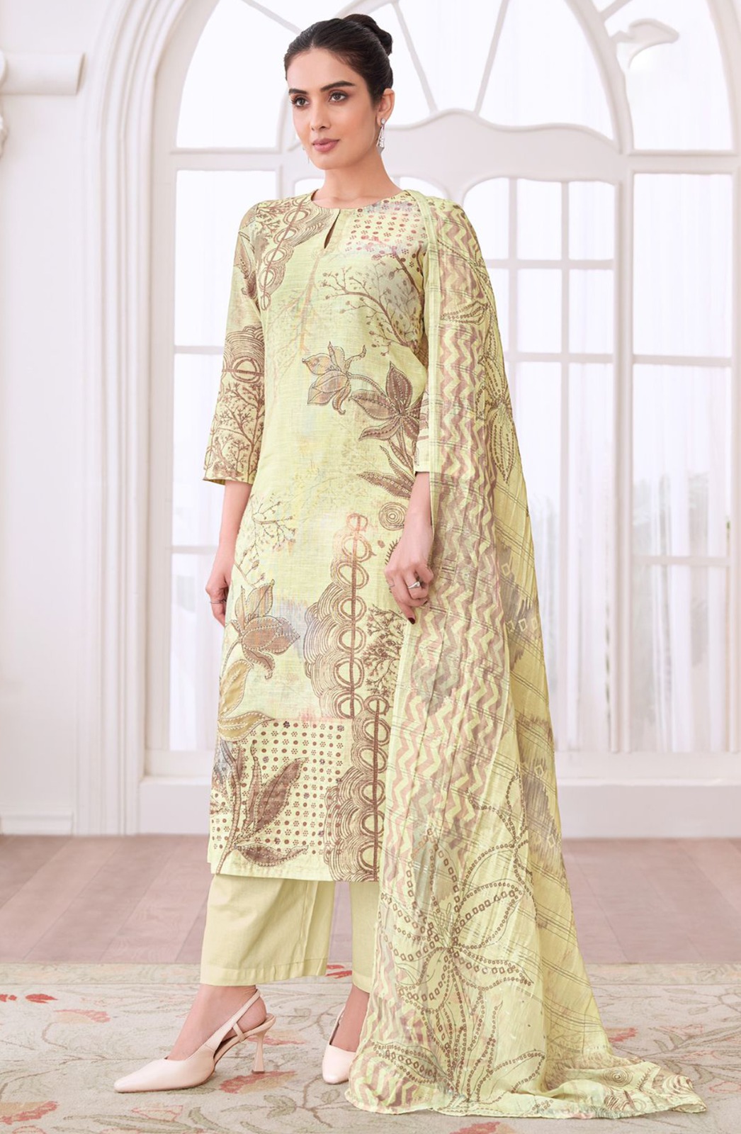 Green Digital Printed Cotton Suit Set - AAS965