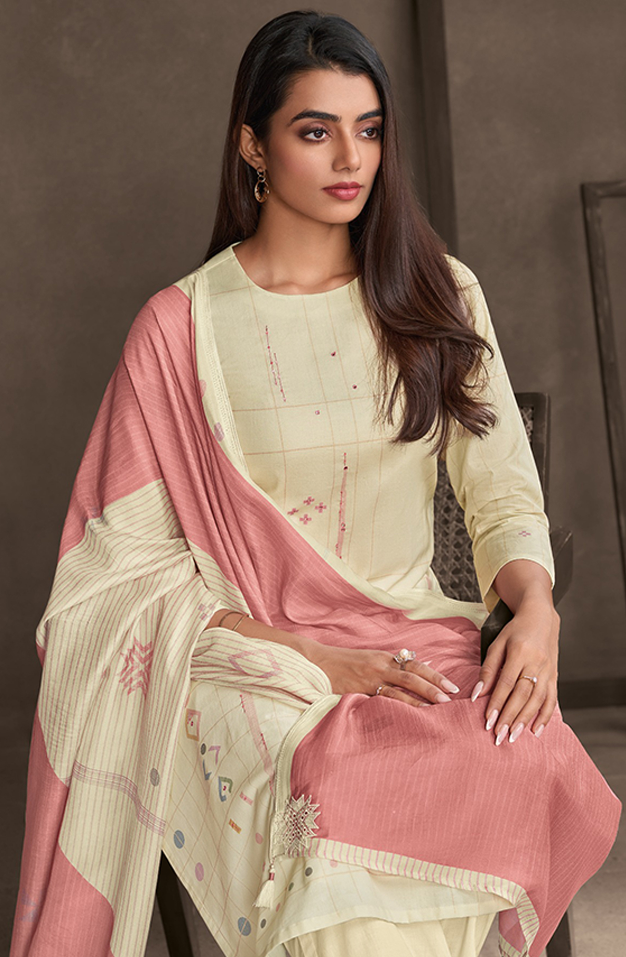 Lemon Lawn Cotton Suit Set with Dupatta - STE7401A