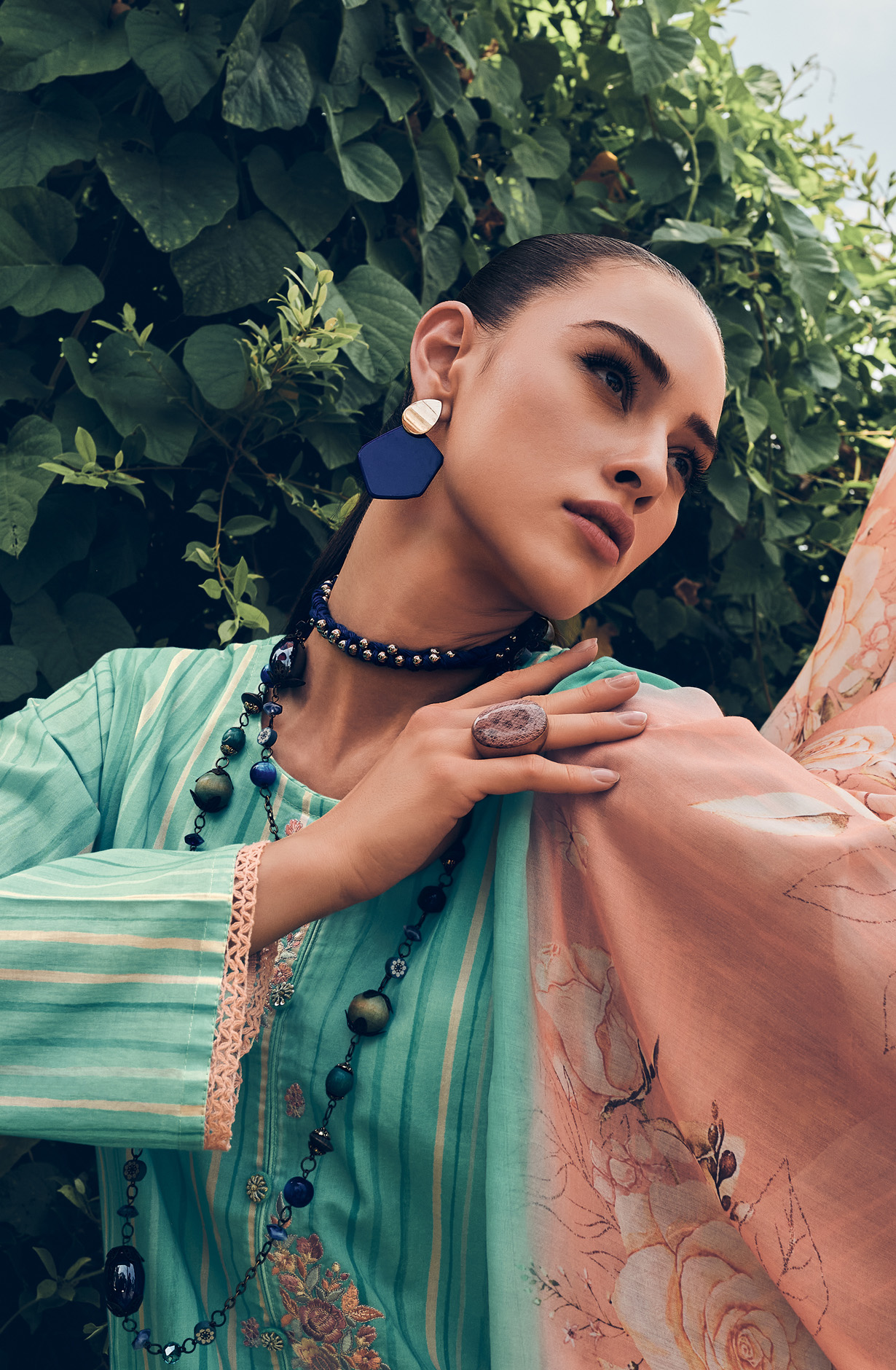 Turquoise Cotton Digital Print with Embroidery Salwar Suit - RIH04