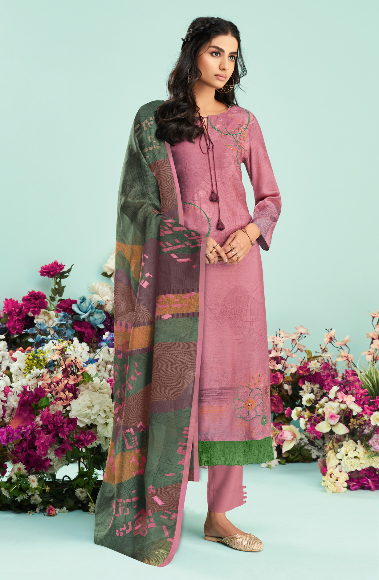 Mauve Cotton Digital Printed Unstitched Salwar Suit - CIT5275