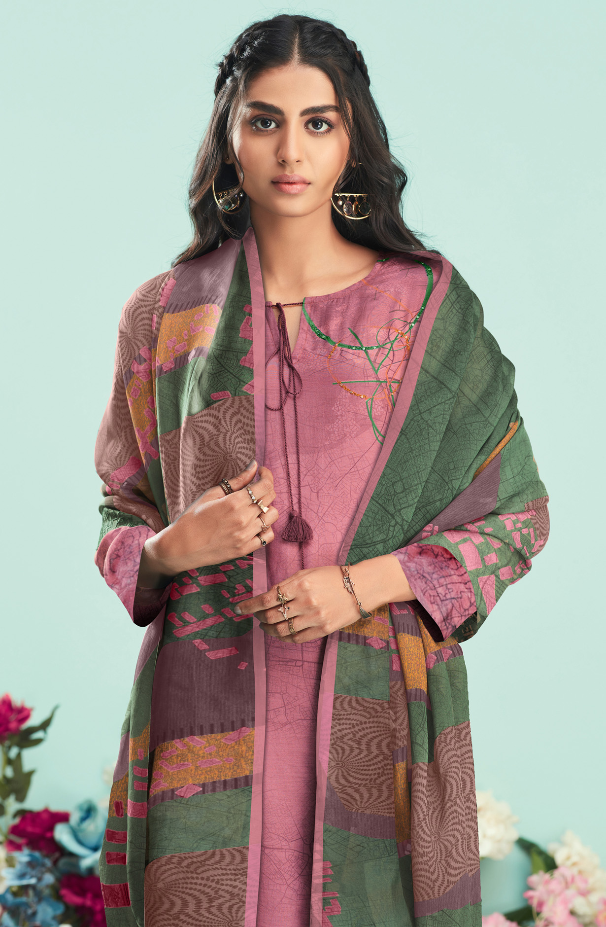 Mauve Cotton Digital Printed Unstitched Salwar Suit - CIT5275