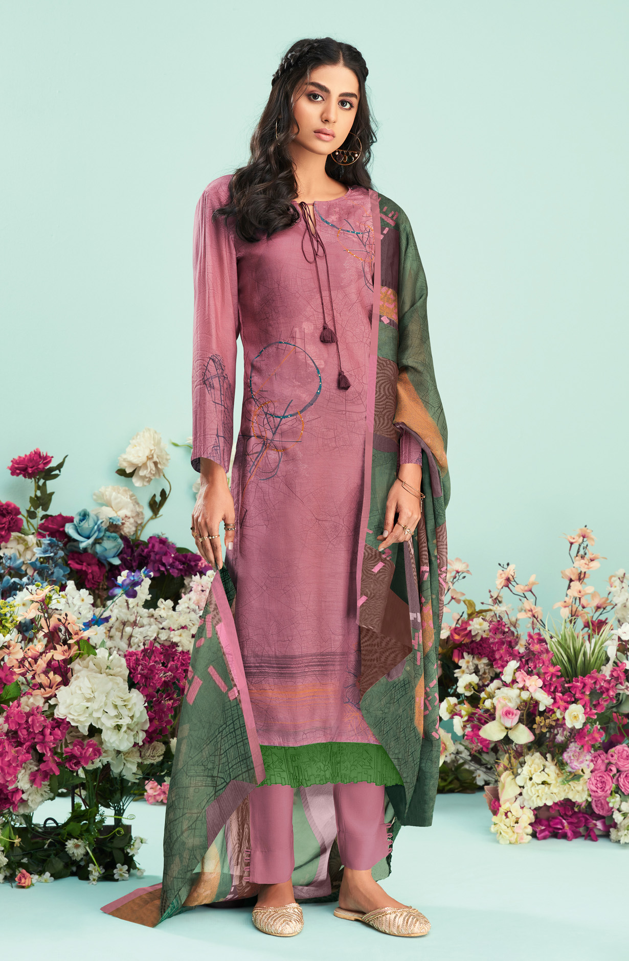Mauve Cotton Digital Printed Unstitched Salwar Suit - CIT5275