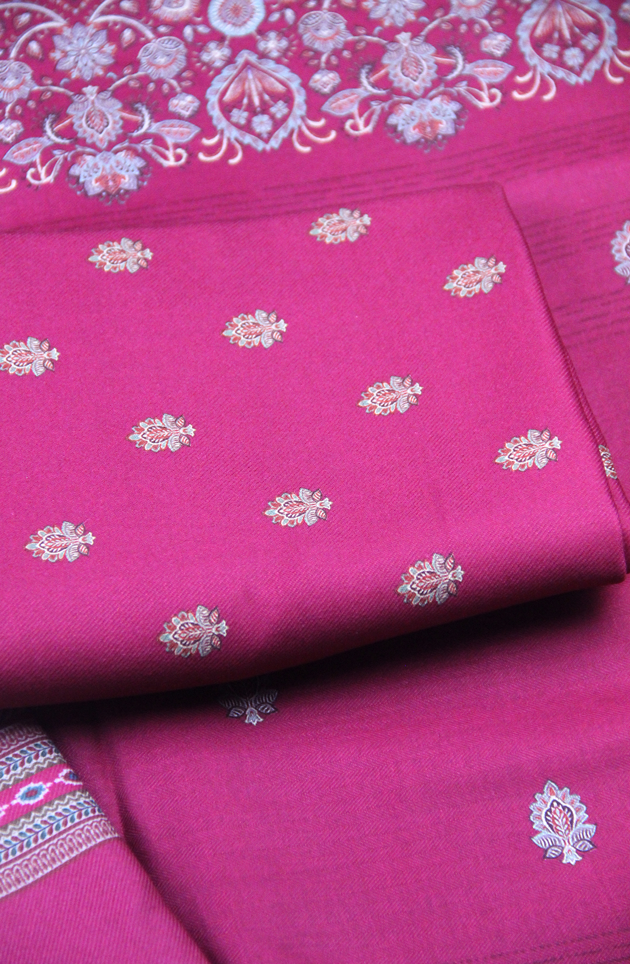 Magenta Printed Spun Salwaar Suit with Shawl- ZAA1437D