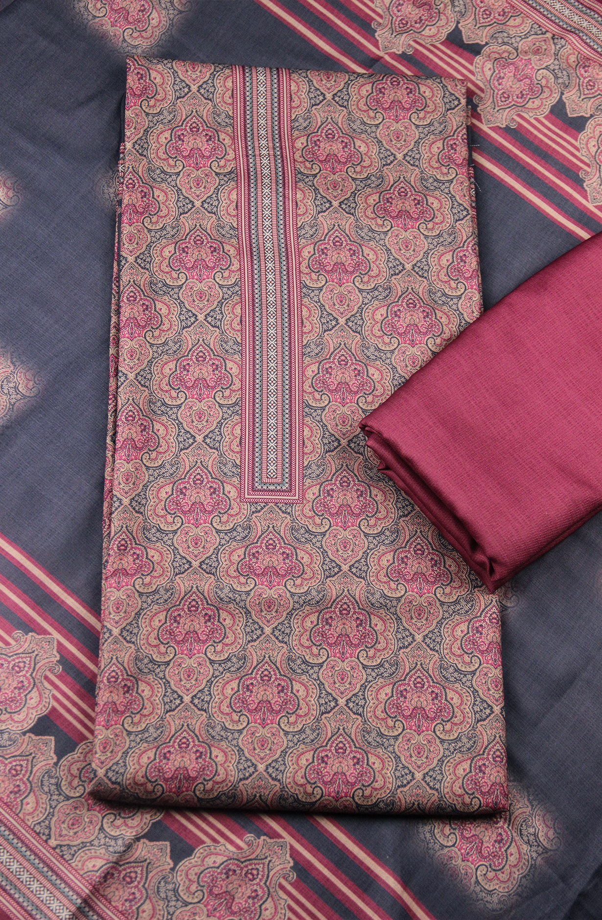 Printed Spun Salwaar Suit with Shawl- ZAA1595E