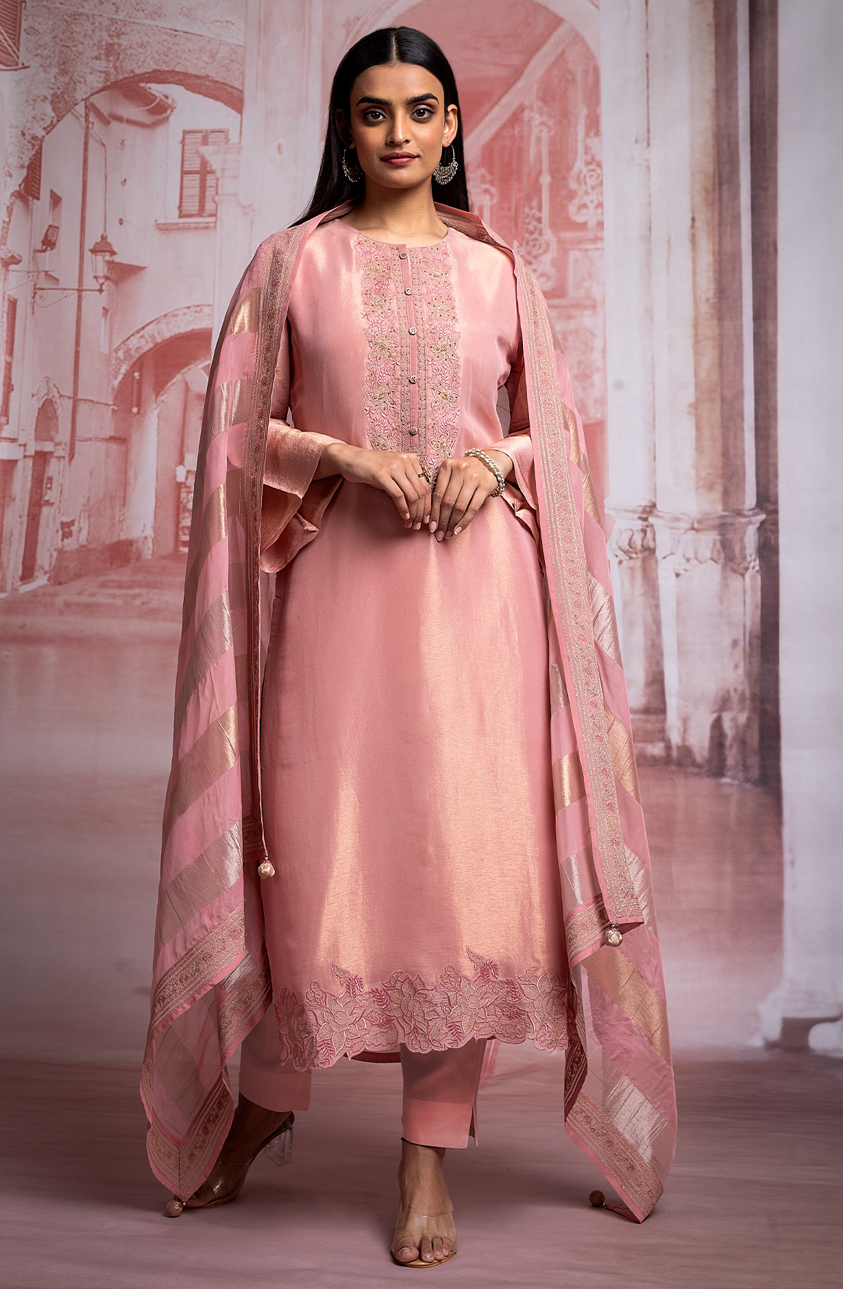 Pink Designer Tissue Silk Festive Salwar Suit - R157-SPR1919A