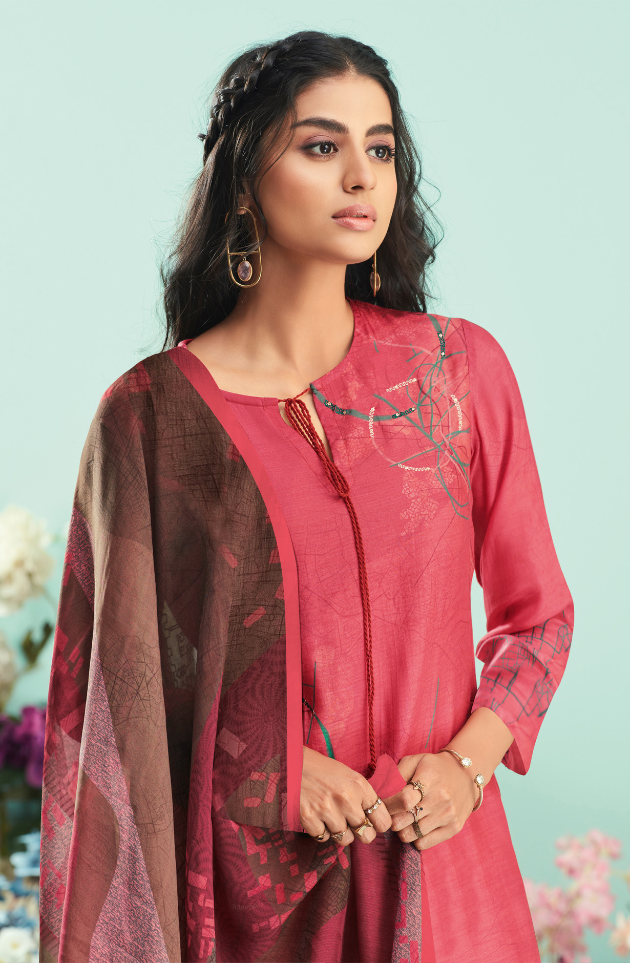 Pink Cotton Digital Printed Unstitched Salwar Suit - CIT5290