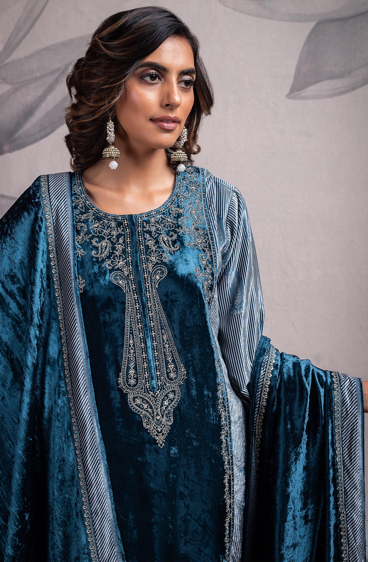 Pure Velvet Suit Set with Beautiful Dupatta - HAN2238A