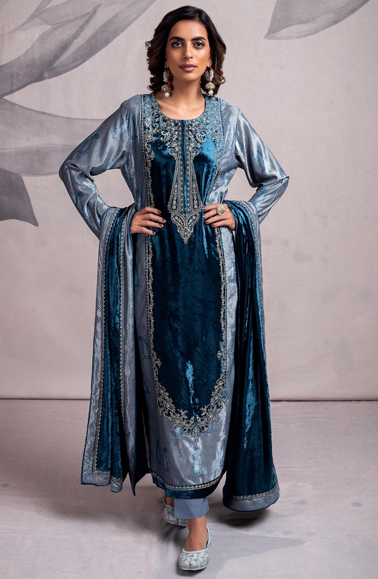 Pure Velvet Suit Set with Beautiful Dupatta - HAN2238A