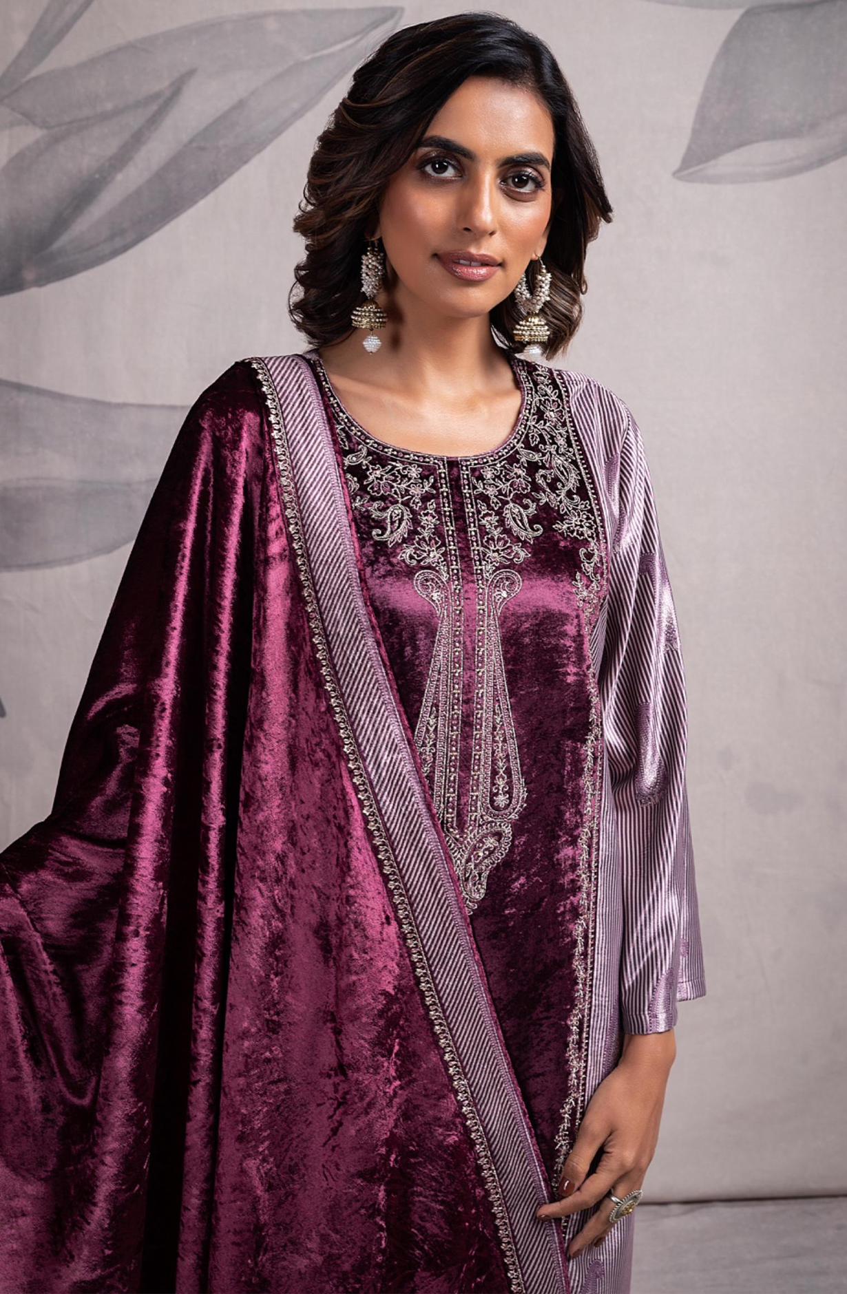 Pure Velvet Suit Set with Beautiful Dupatta - HAN2238B