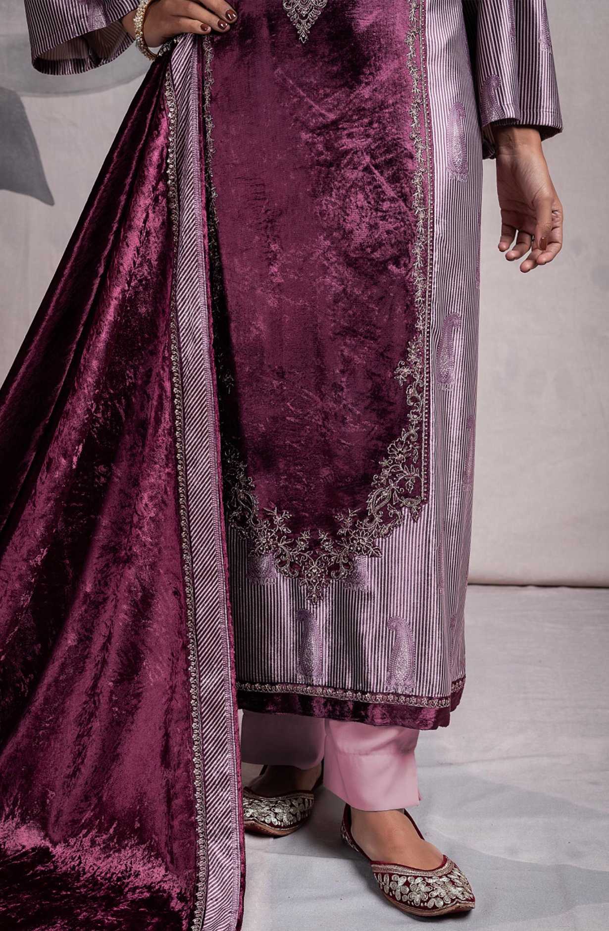 Pure Velvet Suit Set with Beautiful Dupatta - HAN2238B
