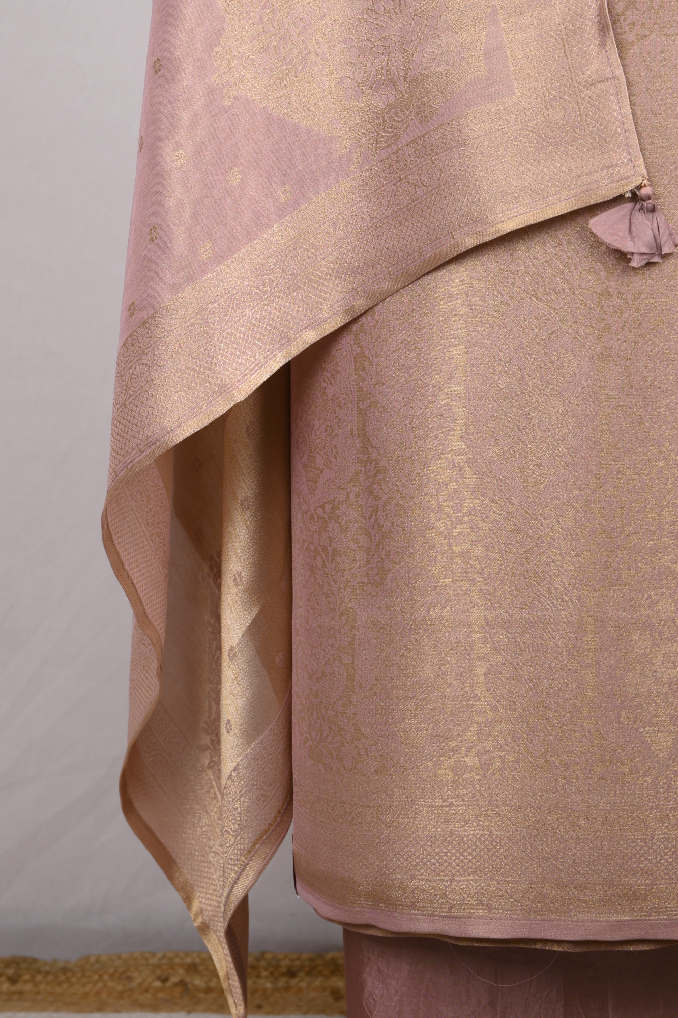 Pink Silk Jacquard Suit Set with Beautiful Dupatta - R157-SPR2387B