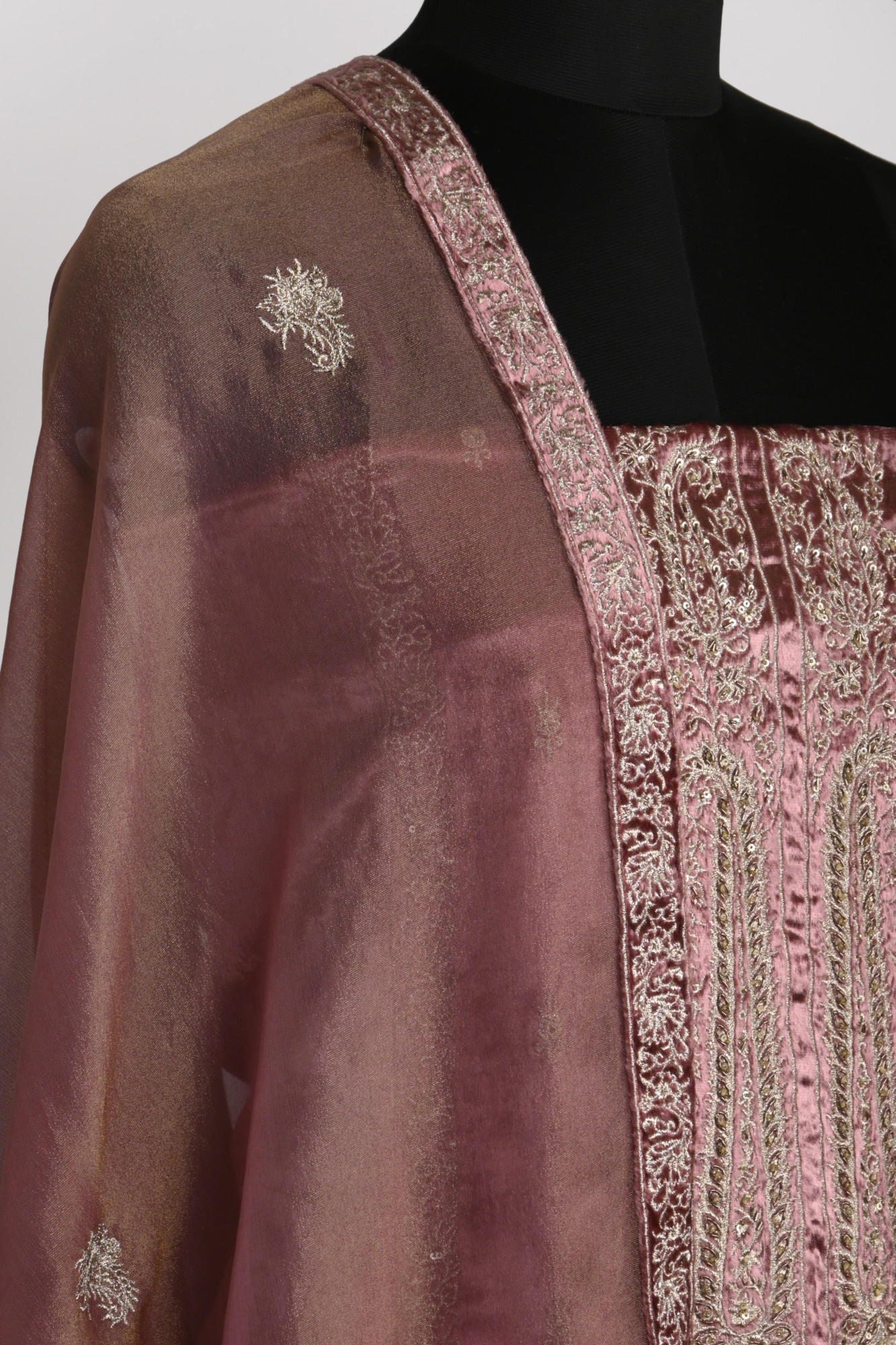 Mauve Velvet Suit Set with Beautiful Shimmer Dupatta - NAY2061B