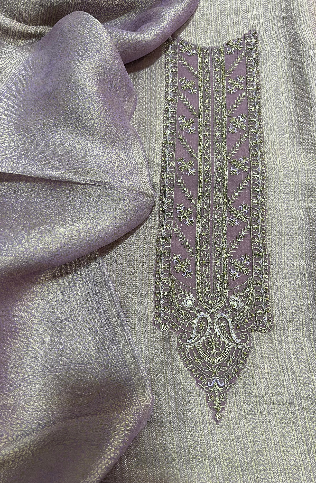 Lavender Exclusive Tissue Silk Unstitched Salwar Kameez - R157-SPR1794B