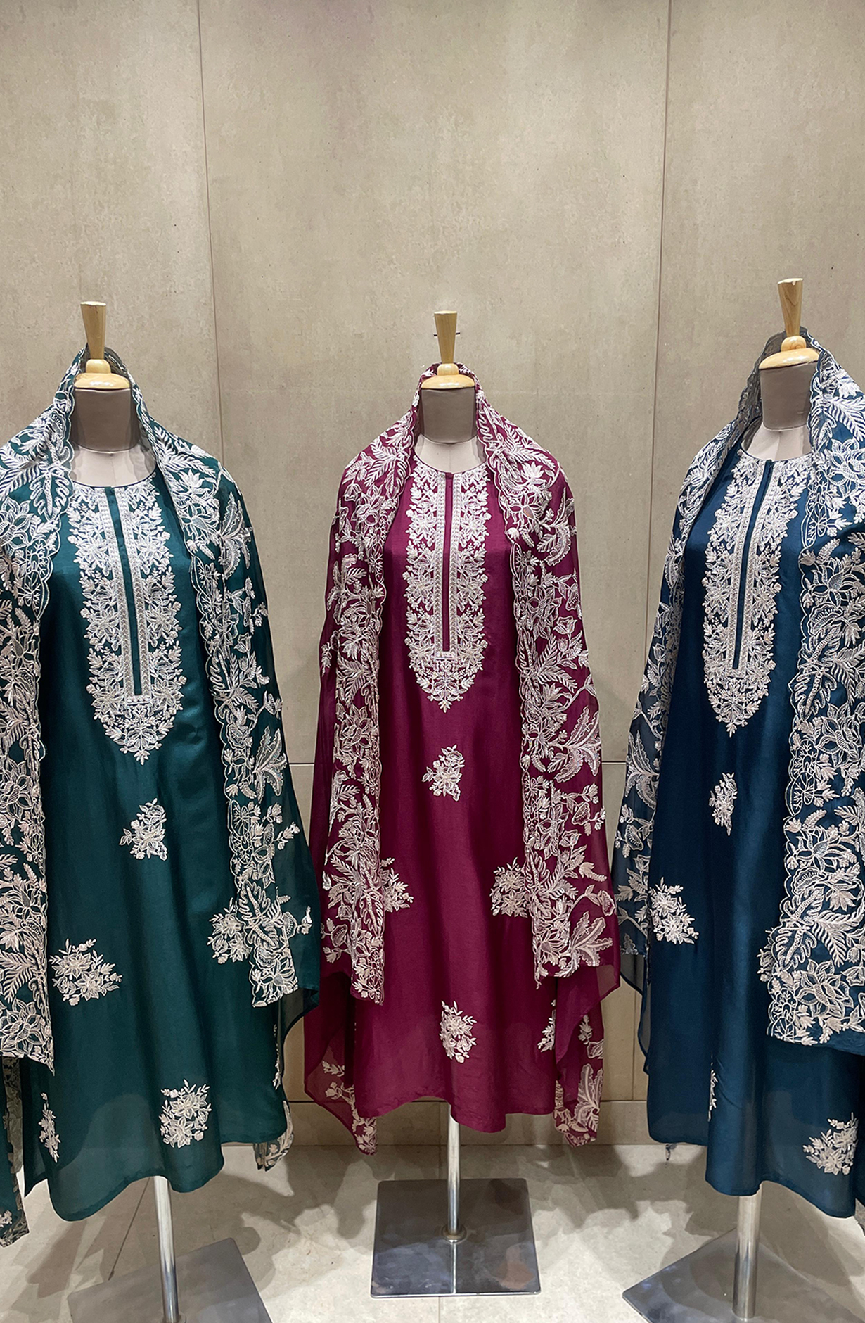 Blue Beautiful Silk Embroidered Salwar Kameez with Organza Dupatta - R157-SPR1975