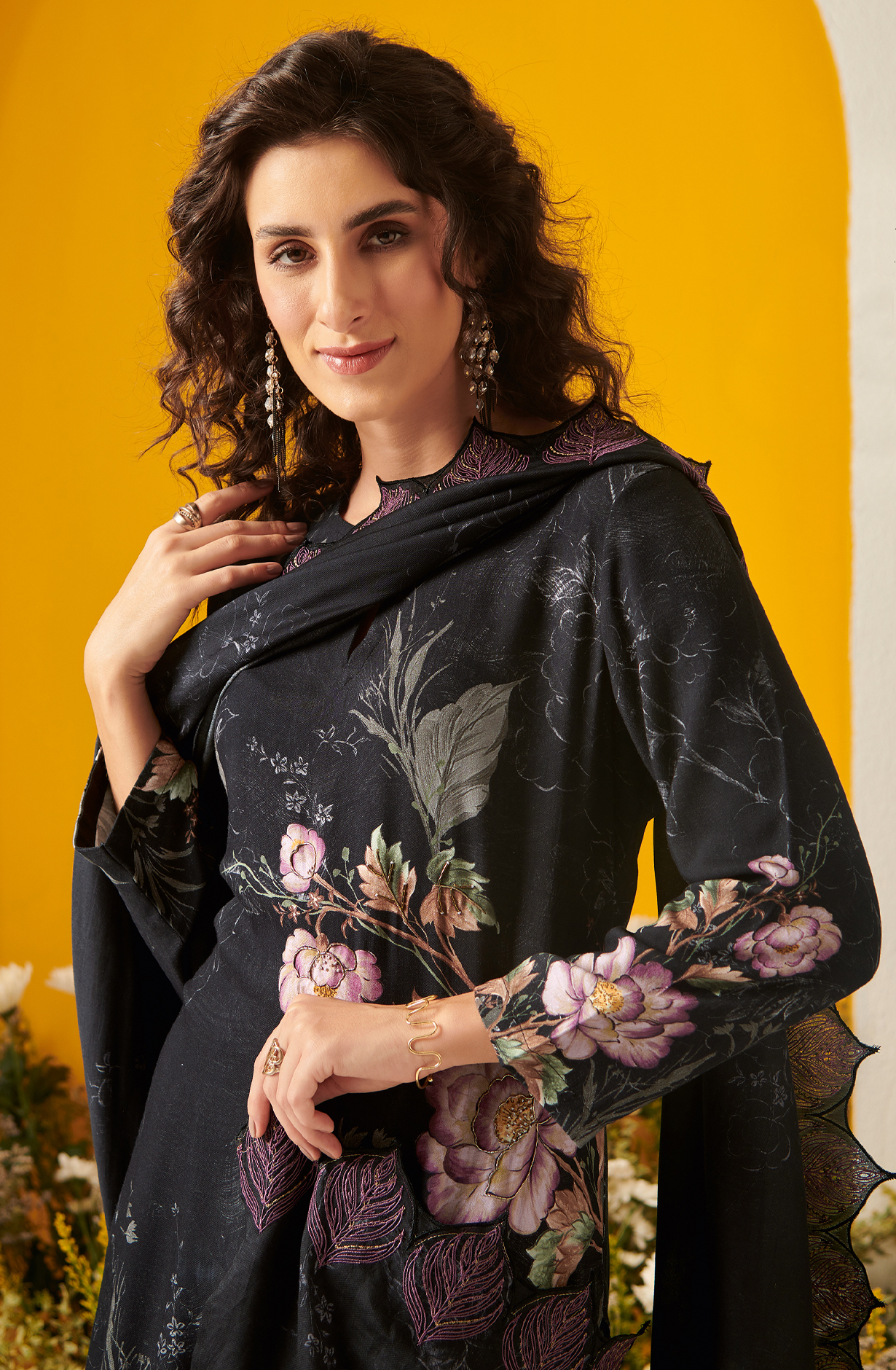 Pashmina Black Unstitched Salwar Kameez - FRE923