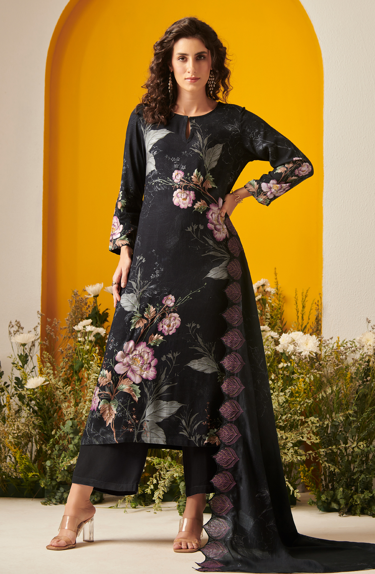 Pashmina Black Unstitched Salwar Kameez - FRE923