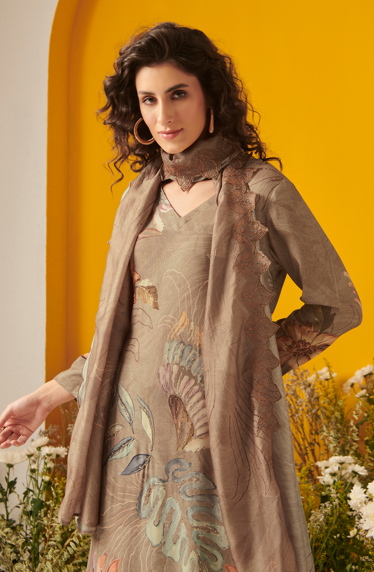 Pashmina Beige Unstitched Salwar Kameez - FRE987