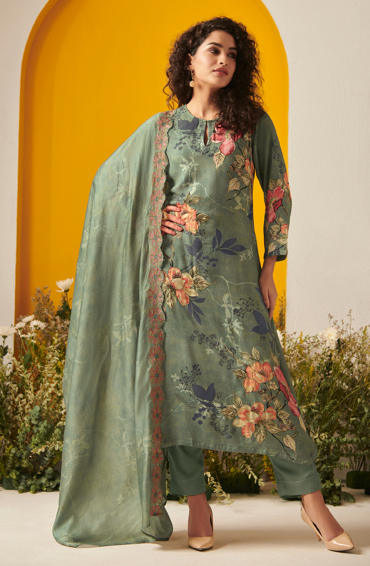 Pashmina Pastel Green Unstitched Salwar Kameez - FRE913