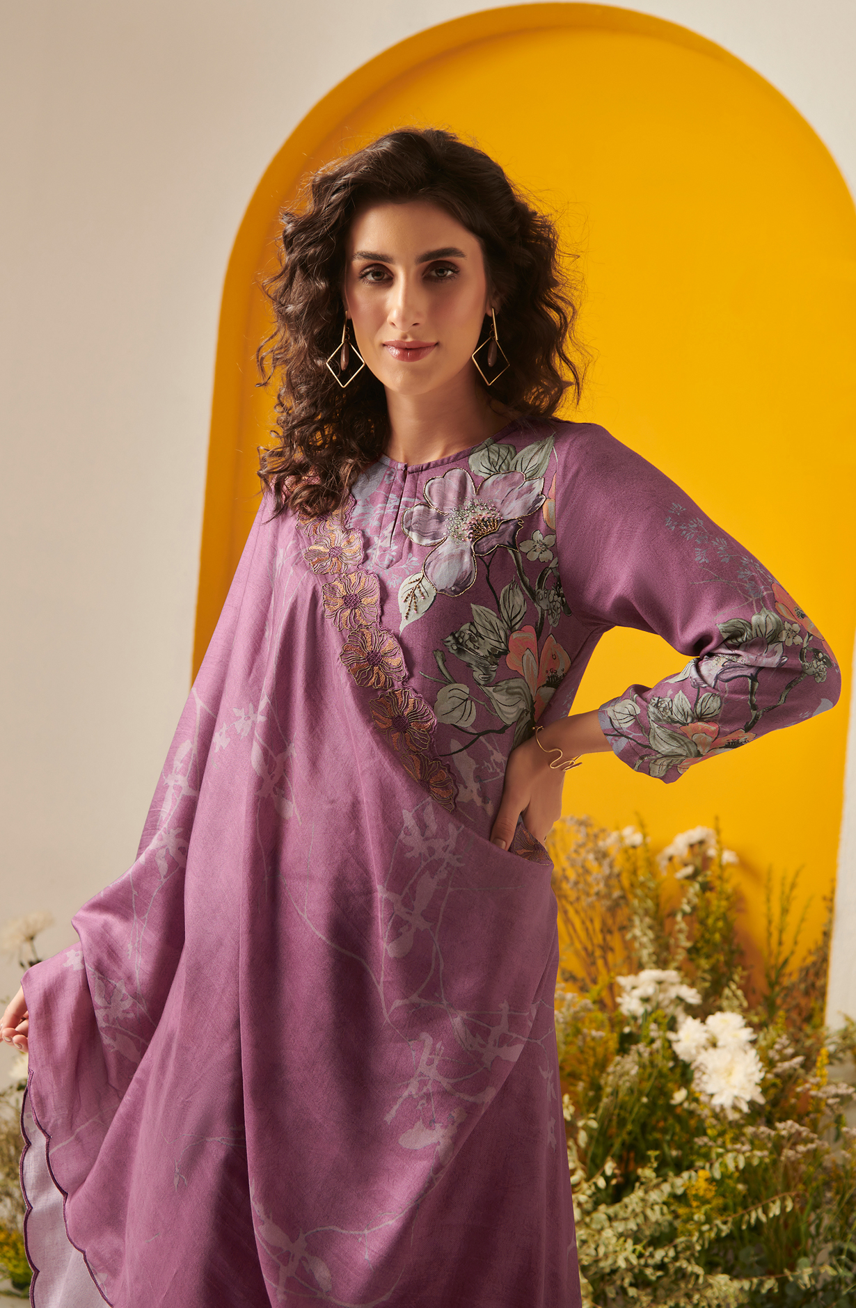 Pashmina Mauve Unstitched Salwar Kameez - FRE989