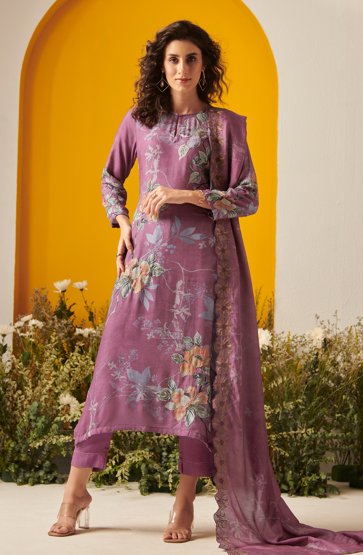 Pashmina Mauve Unstitched Salwar Kameez - FRE989