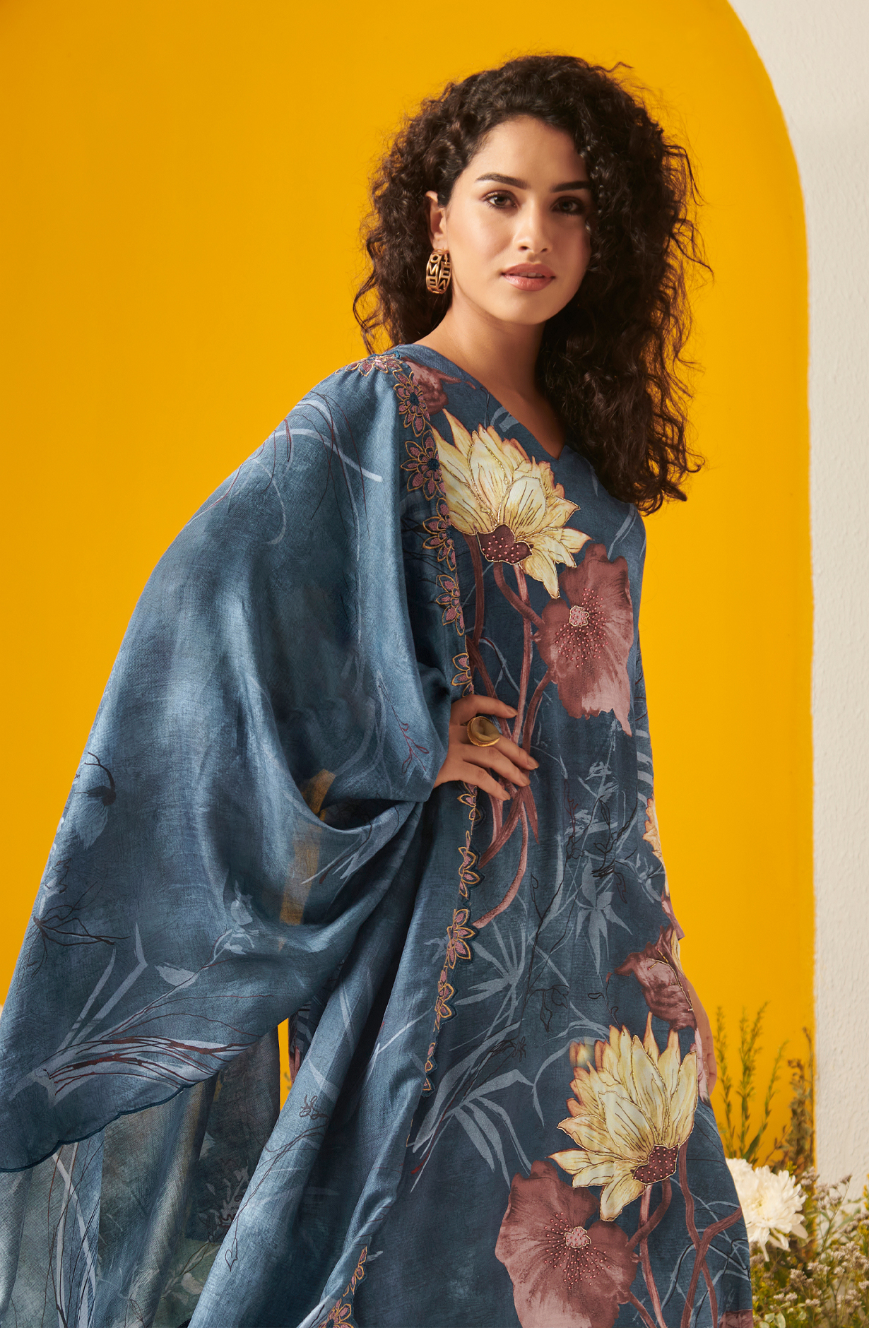 Pashmina Teal Blue Unstitched Salwar Kameez - FRE936