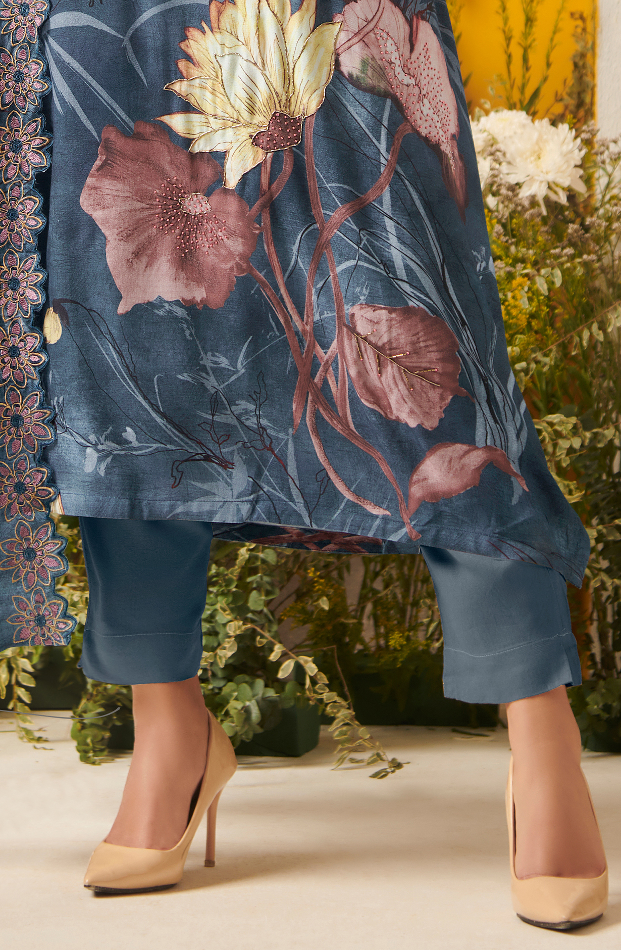 Pashmina Teal Blue Unstitched Salwar Kameez - FRE936