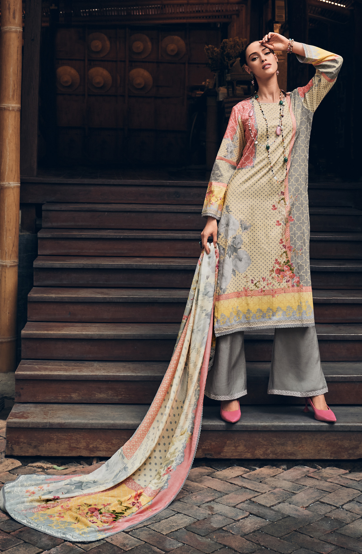 Grey Beautiful Cotton Digital Printed Salwar Suit - SHOSOL04