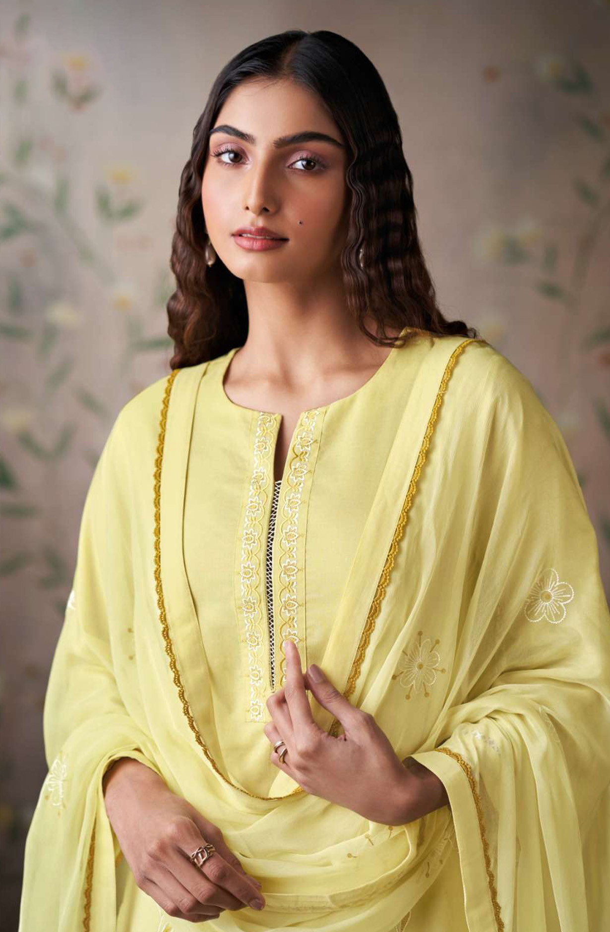 Lemon premium cotton Unstitched Suit Set with Dupatta - MELS4531D