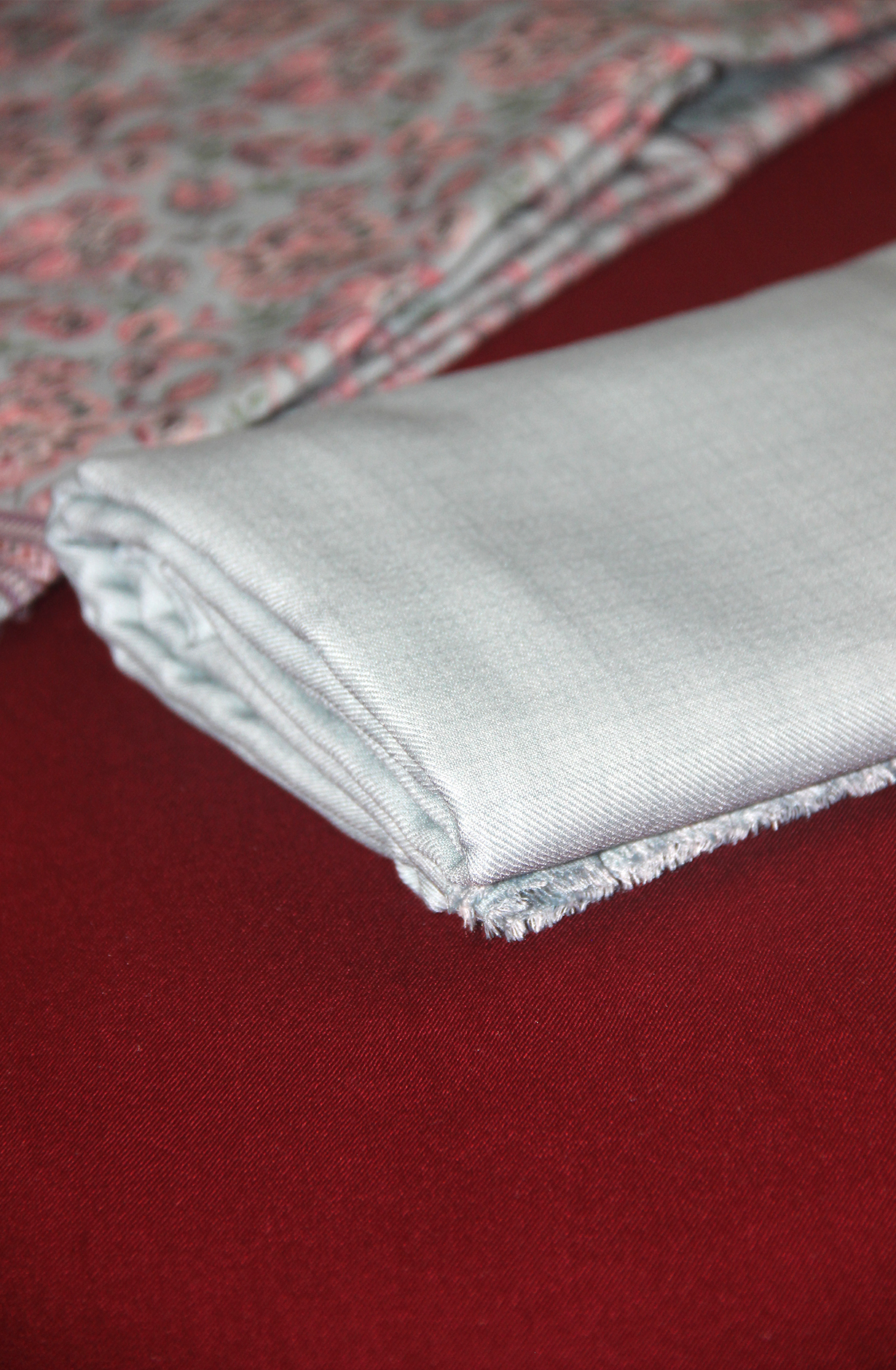 Blue Spun All Over Printed Suit Set wit Shawl - ZAA1602A