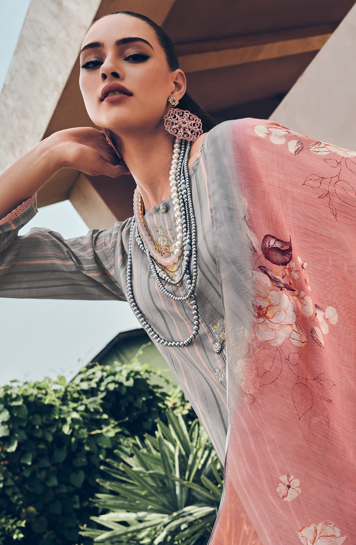 Grey Cotton Digital Print with Embroidery Salwar Suit - RIH01