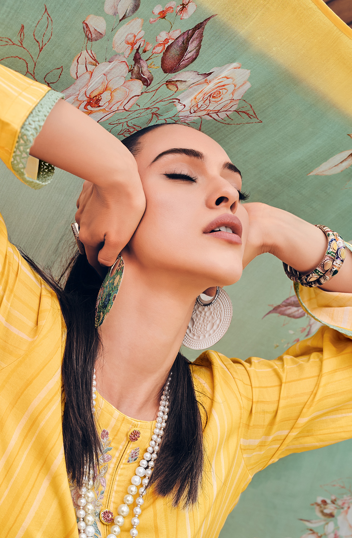 Yellow Cotton Digital Print with Embroidery Salwar Suit - RIH03