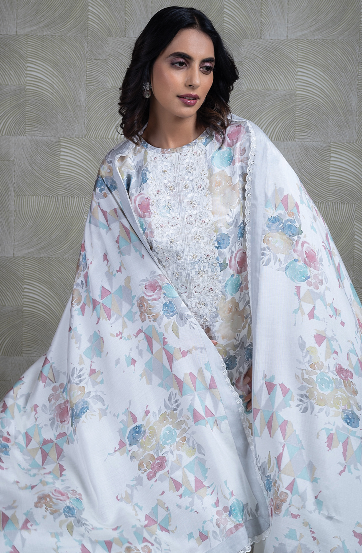 White Pure Muslin Suit Set with Beautiful Dupatta -KIN2454A