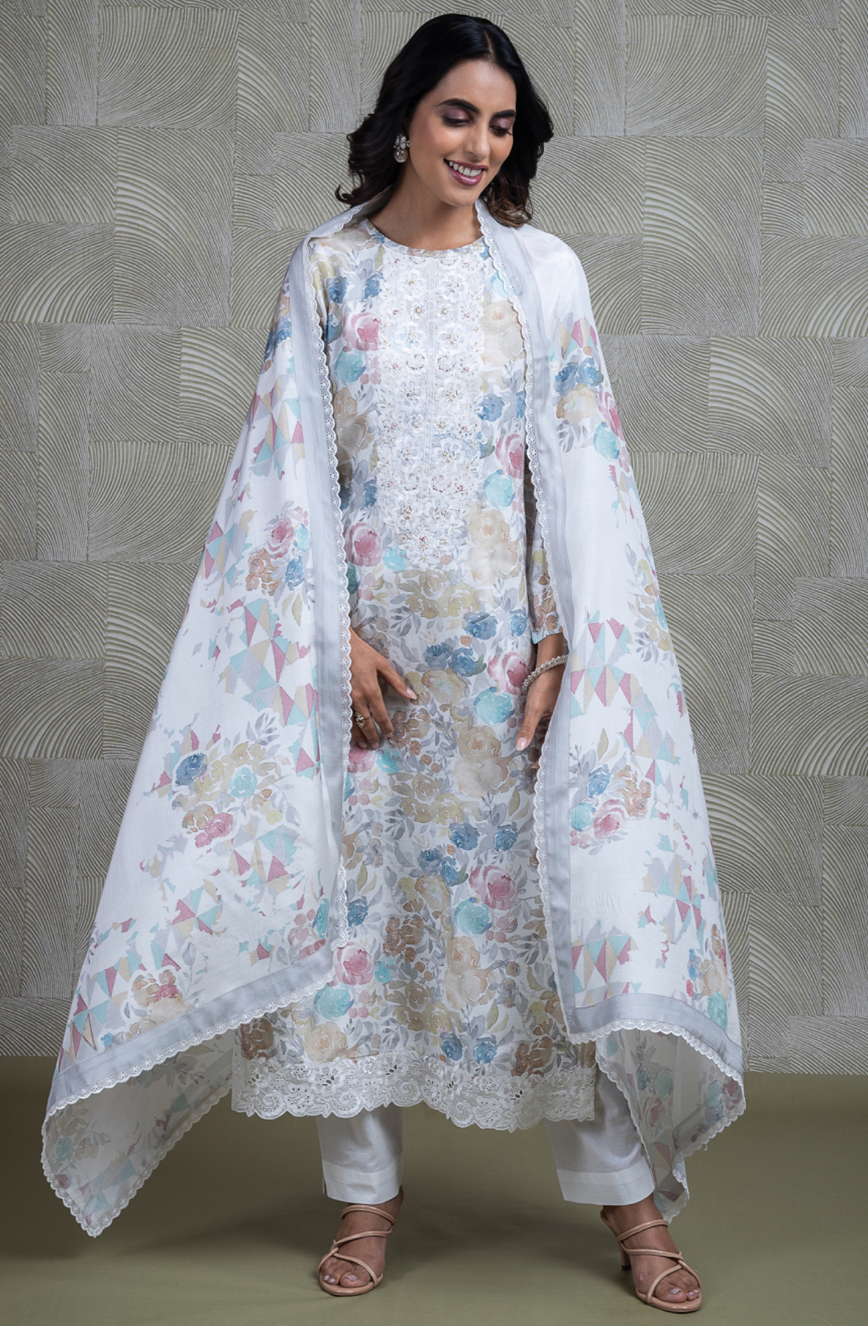 White Pure Muslin Suit Set with Beautiful Dupatta -KIN2454A