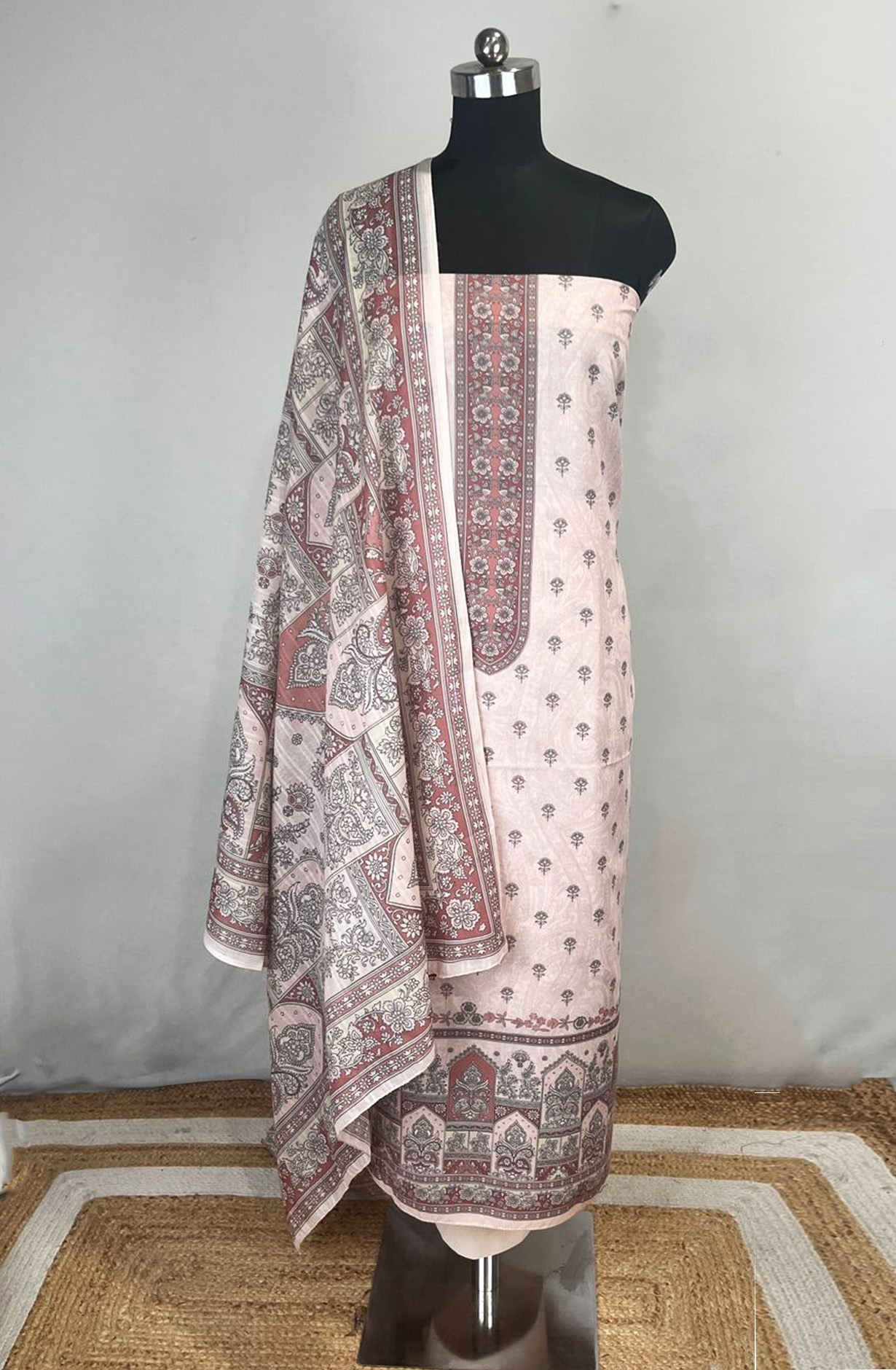 Peach Cotton Beautiful Suit Set with Dupatta - NOOR1003