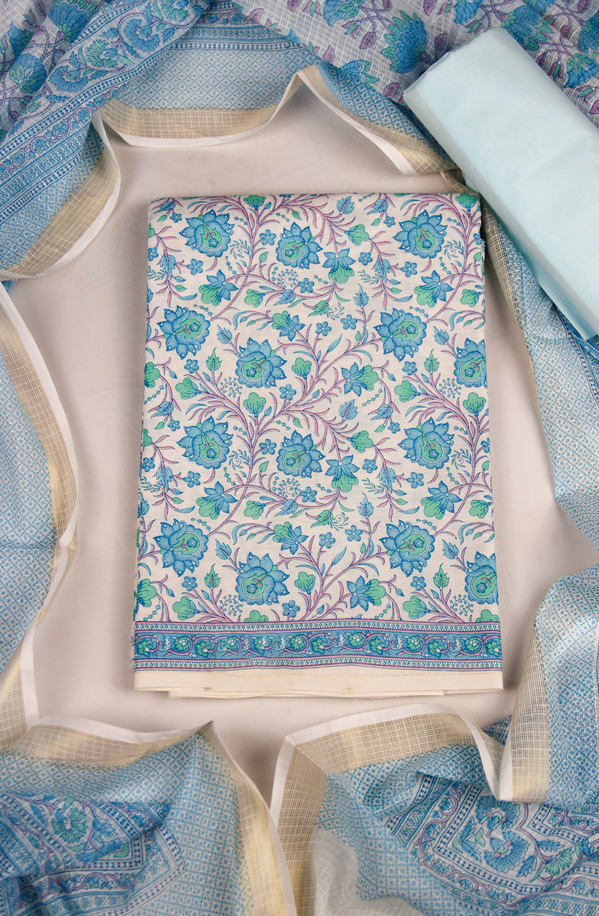 Blue Cotton Digital Printed Suit Set with Dupatta - 871-ANO1213-1B