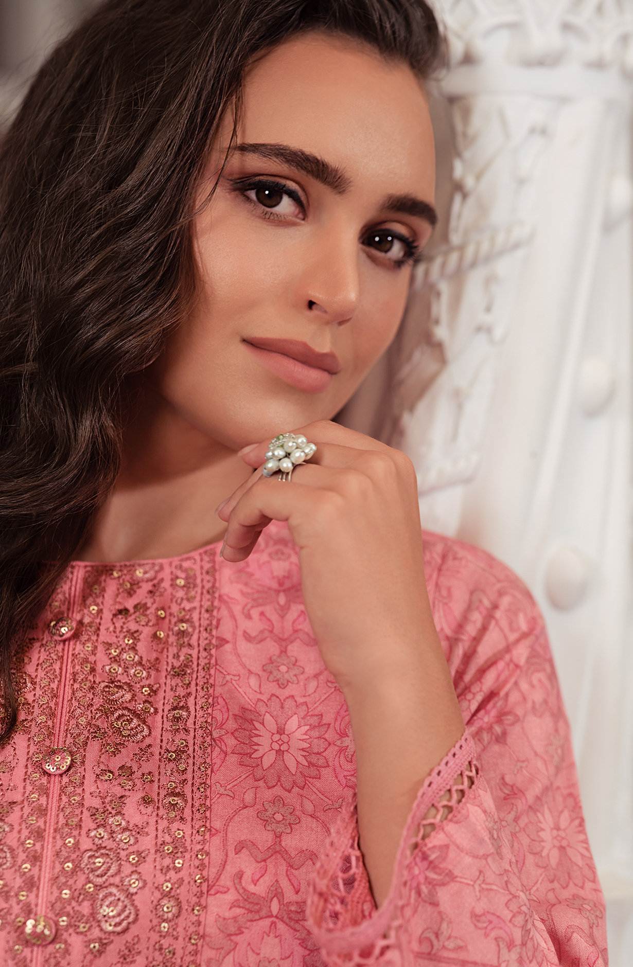 Pink Cotton Digital Printed Lace Work Unstitched Salwar Kameez - AVY03