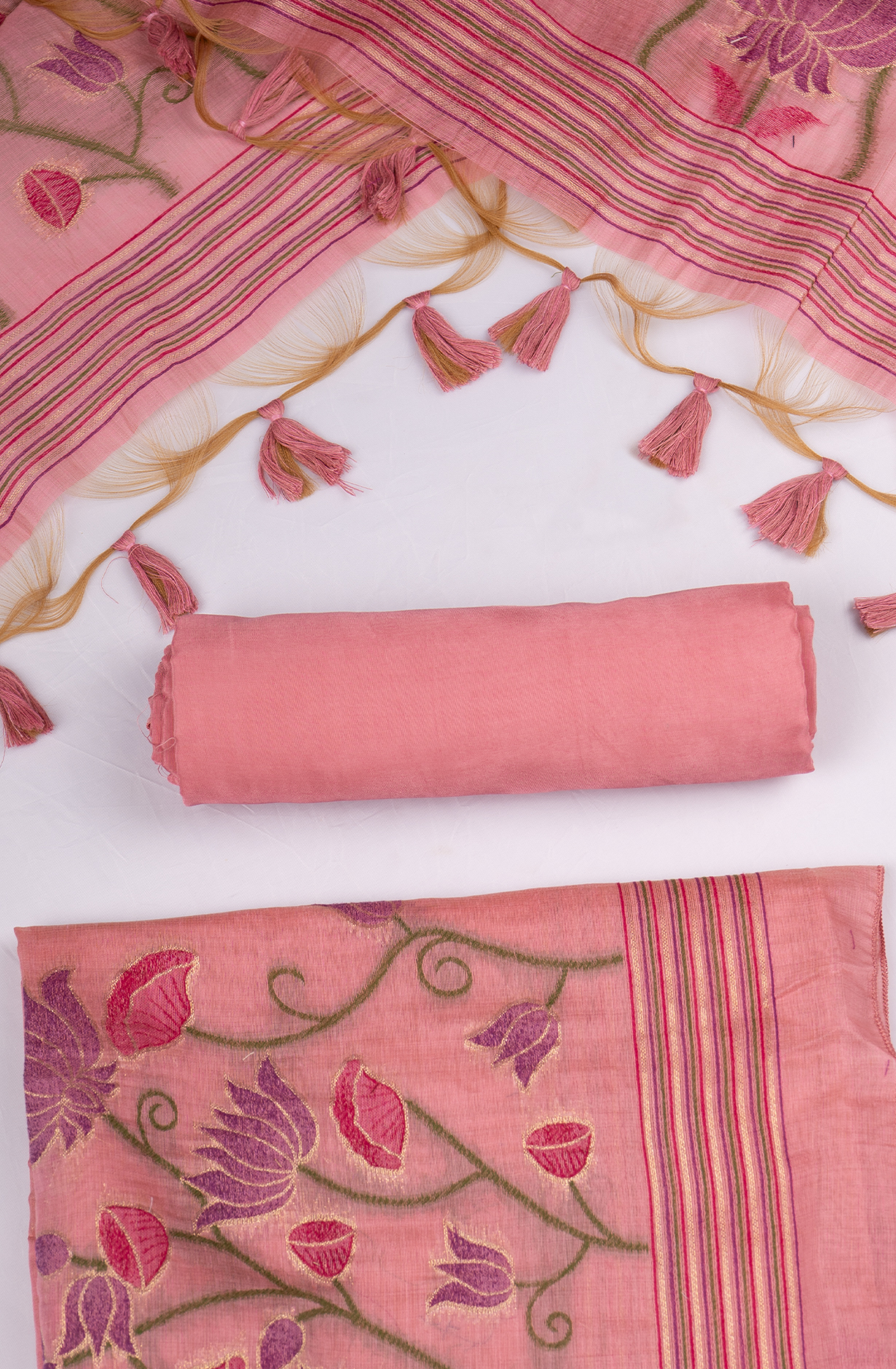 Pink Chanderi Suit set with Beautiful Dupatta - 811-LVCT8319