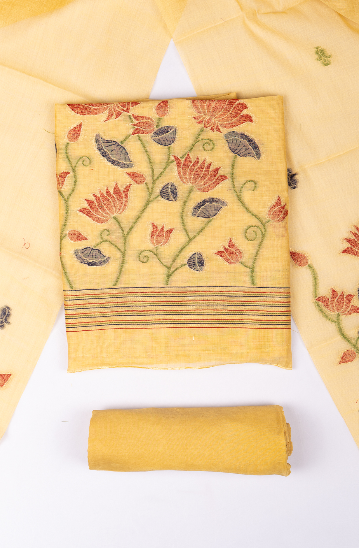 Yellow Chanderi Suit set with Beautiful Dupatta - 811-LVCT8319A