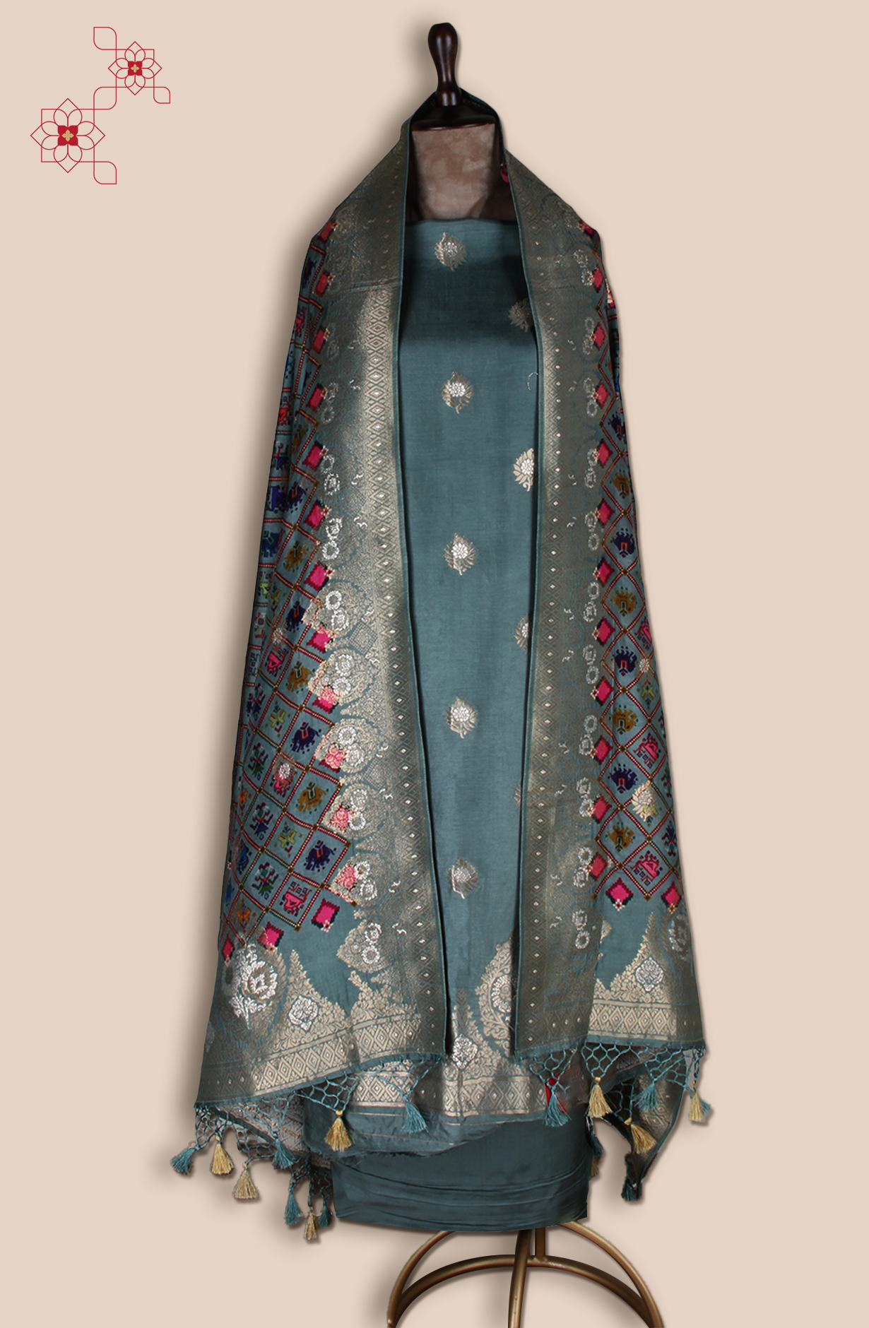 Pastel Green Modal Silk Unstitched Salwar Suit - EMP1204A