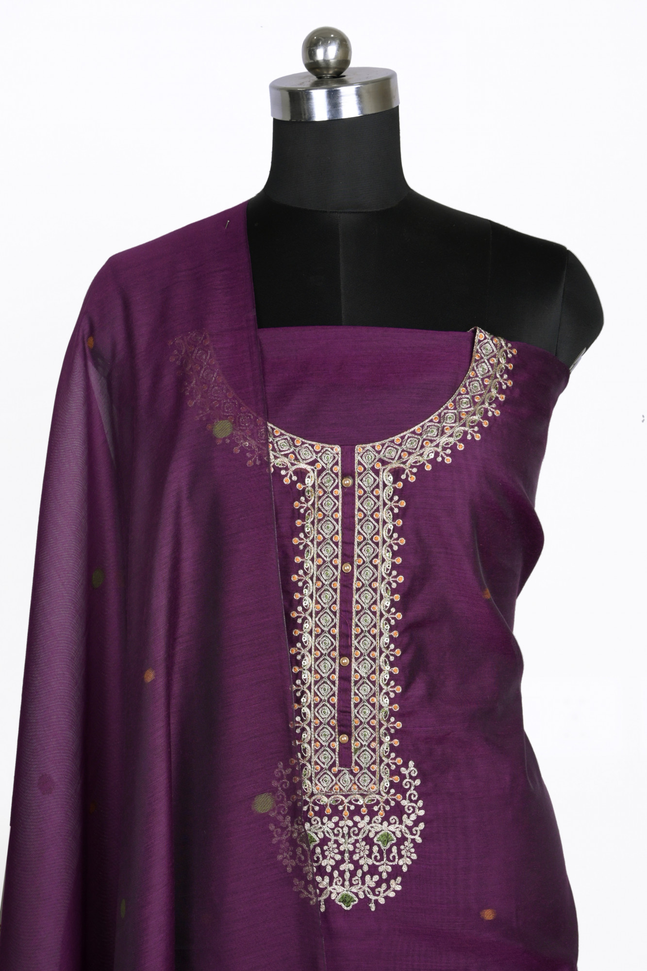 Wine Chanderi Suit Set with Beautiful Dupatta - S2VEMY7054C