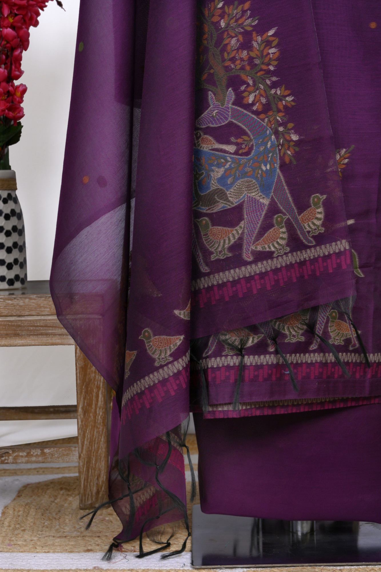 Wine Chanderi Suit Set with Beautiful Dupatta - S2VEMY7054C