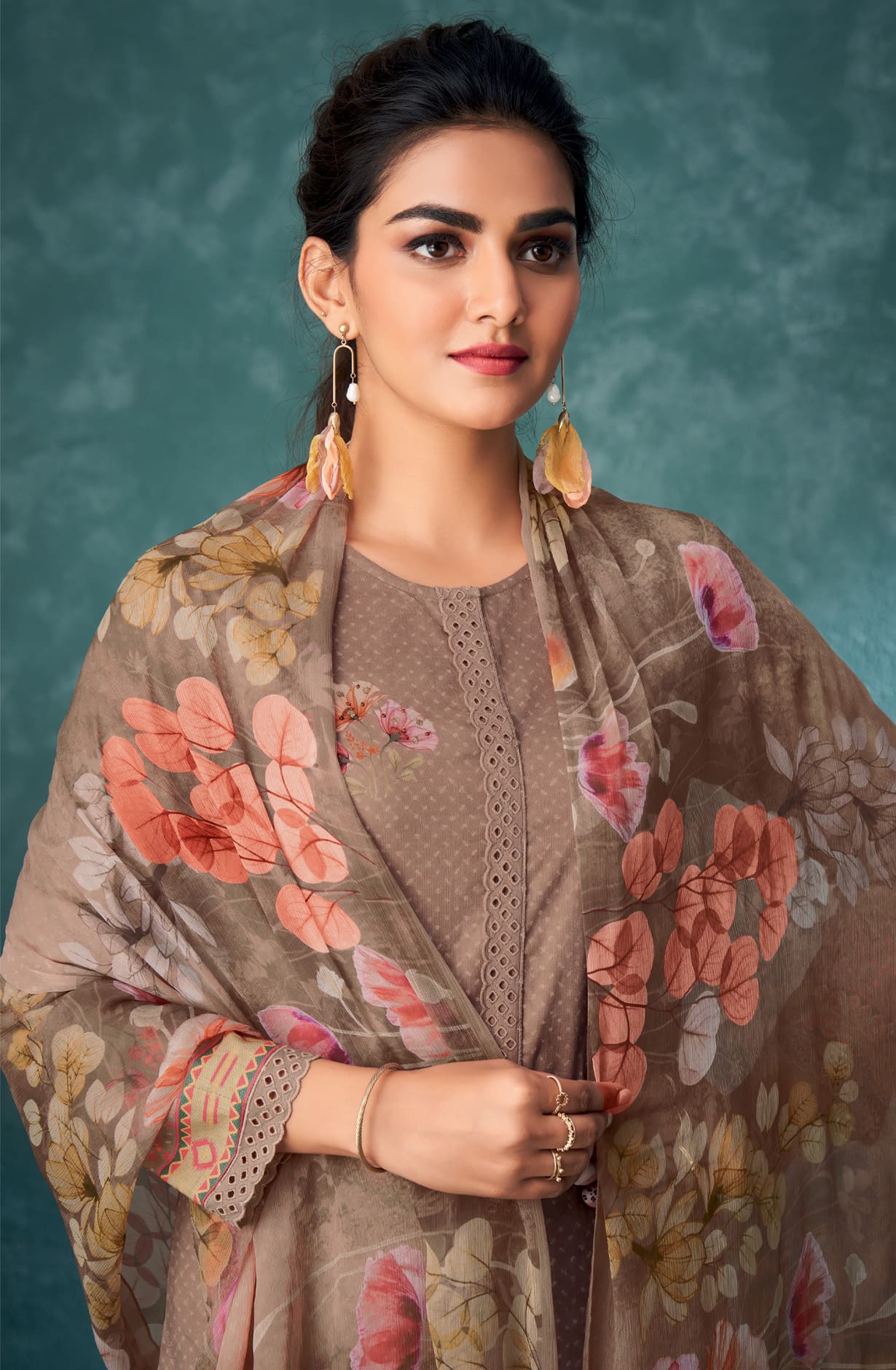 Brown Spun Winterwear Unstitched Salwar Kameez - ELE7175
