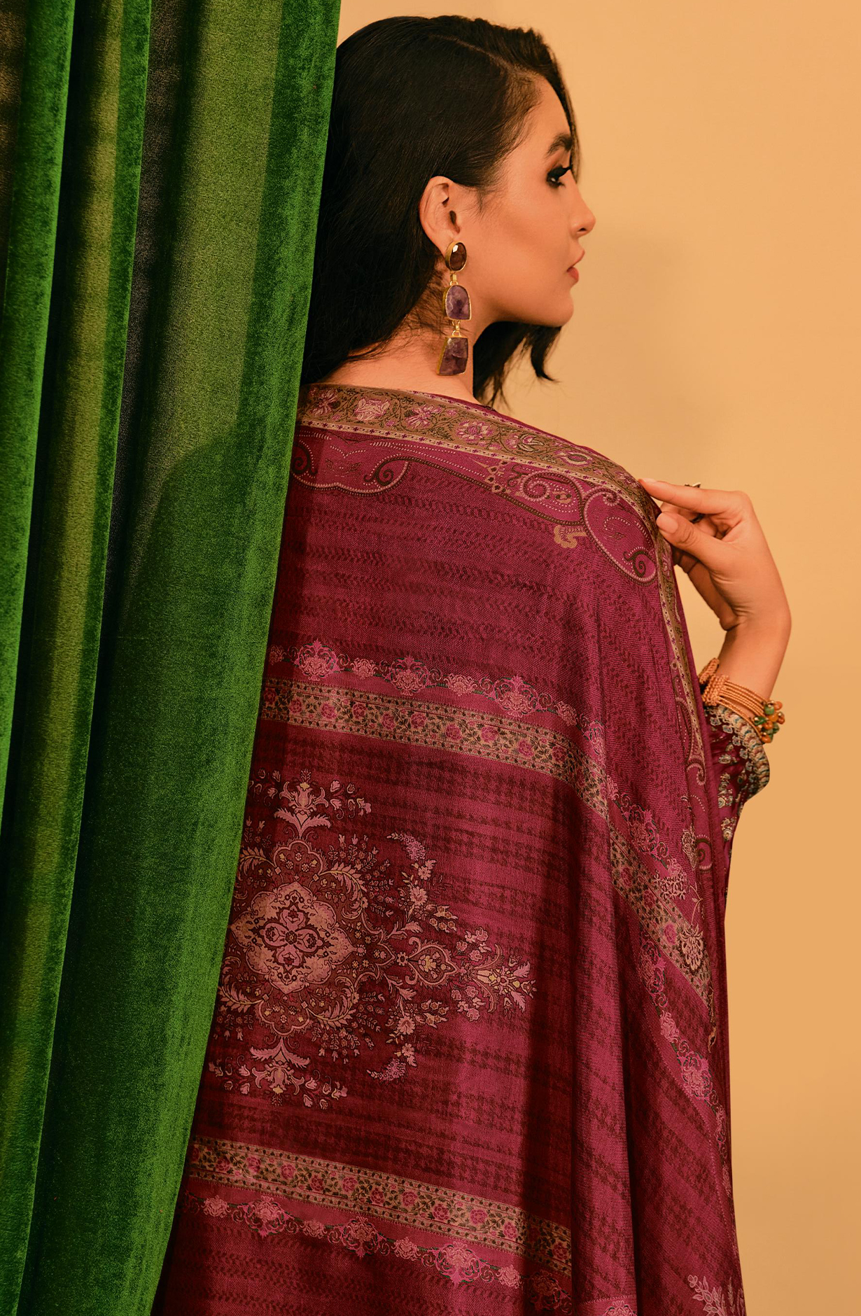 Modal Satin Printed and Embroidery Suit-Set - ELEEL03