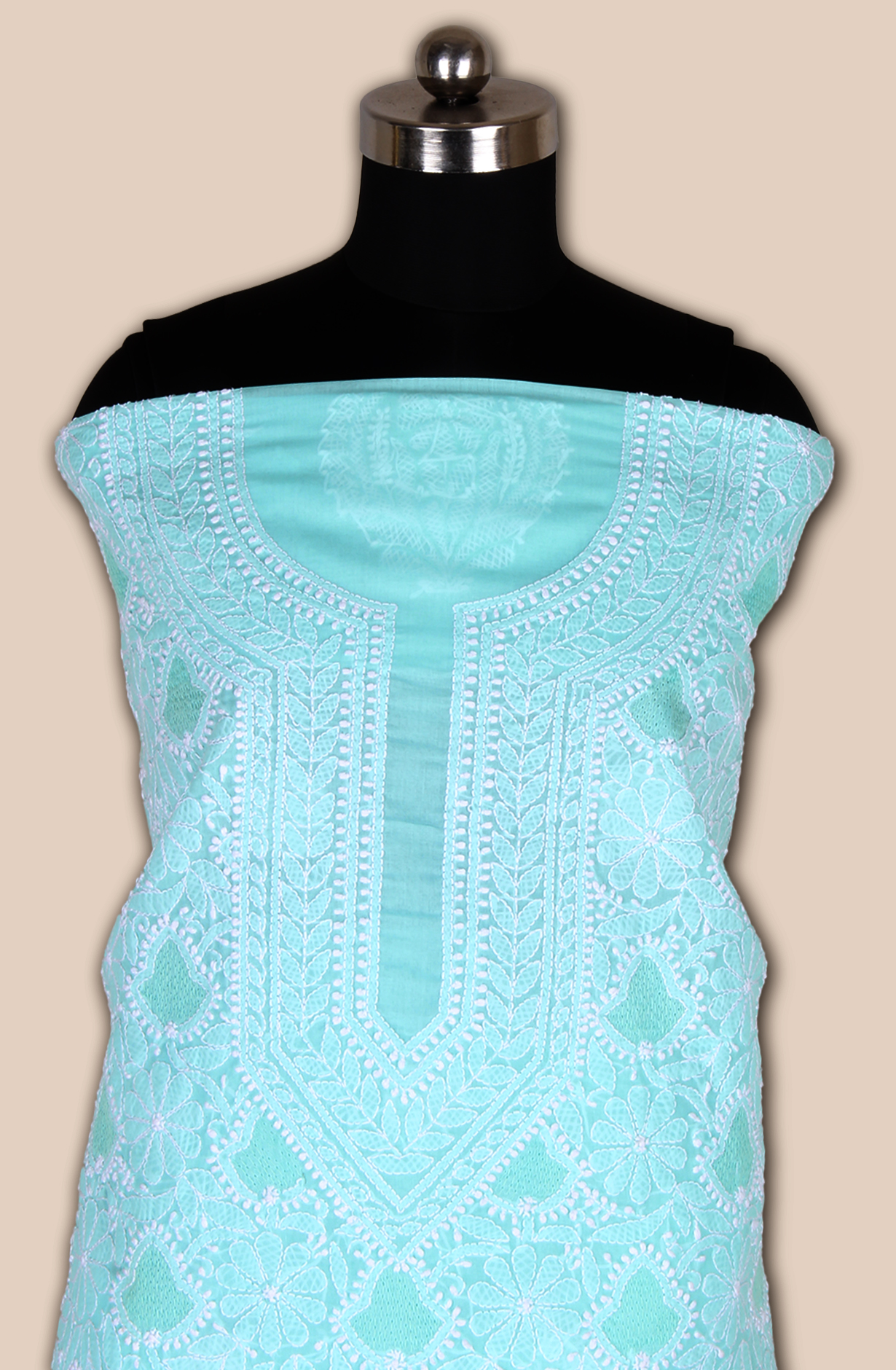 Sea Green Pure Cotton Beautiful Chikankari Embroidered Suit with Chiffon Dupatta - EMBCOT1045D-1A