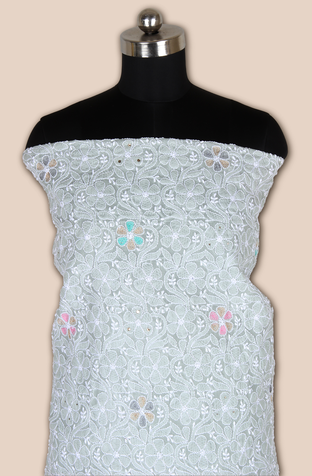 Grey Pure Cotton Beautiful Chikankari Embroidered Suit with Chiffon Dupatta - EMBCOT1047-1B